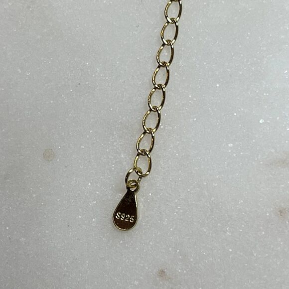 Sensitive "Name Plate" Necklace Gold over Sterling Silver 925 - Picture 4 of 5